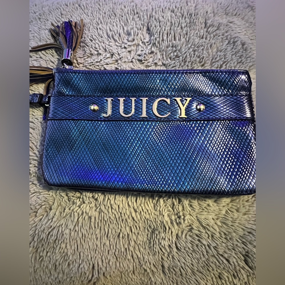 Juicy couture royal blue double zip wristlet /clutch